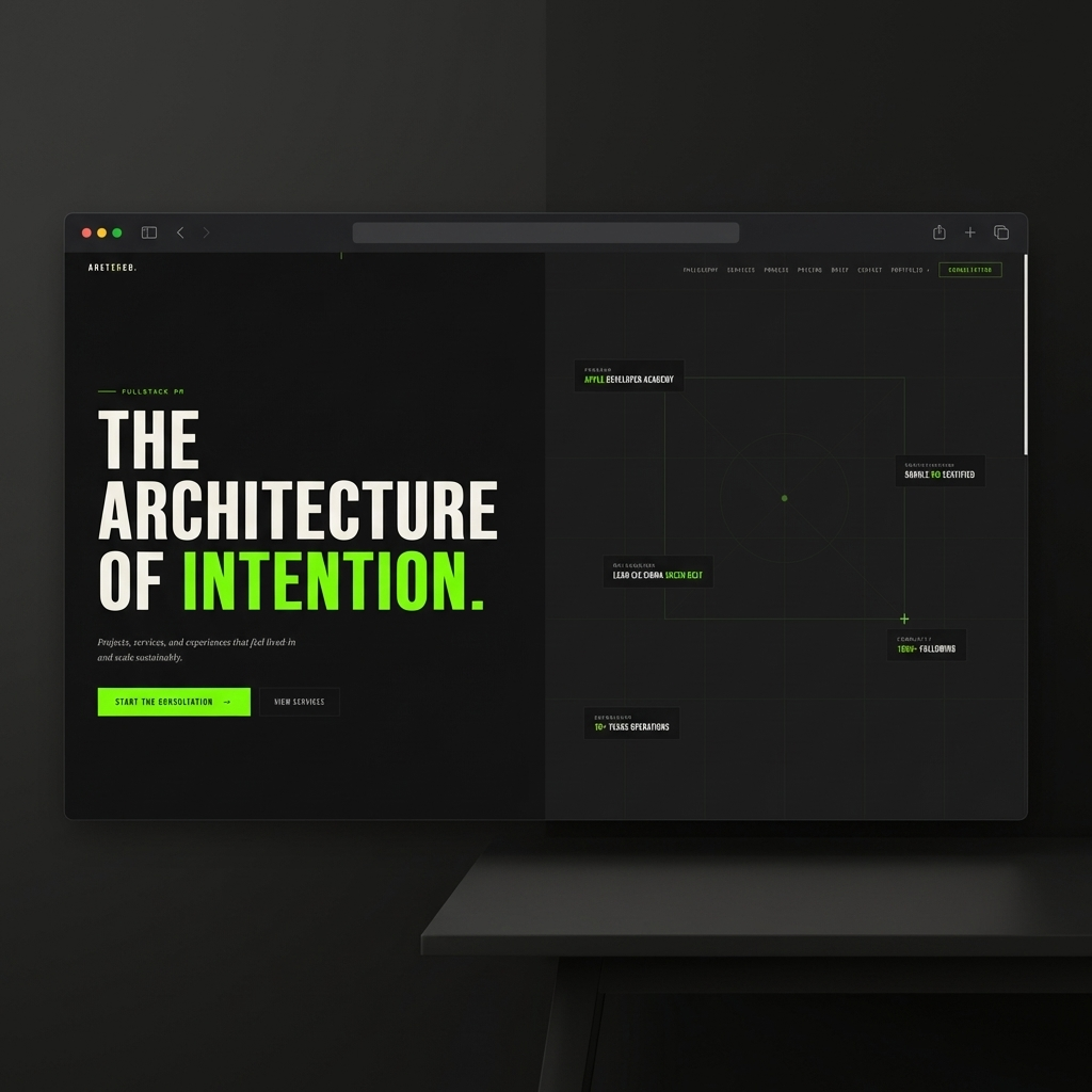 Arete & Co. website mockup — The Architecture of Intention